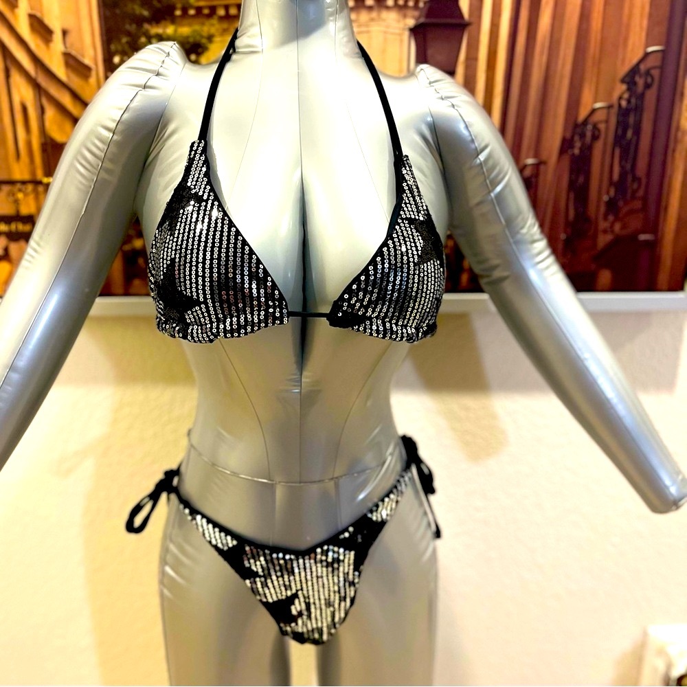 4 Piece Glittering Star Patterned Sequin Swim Sui… - image 2